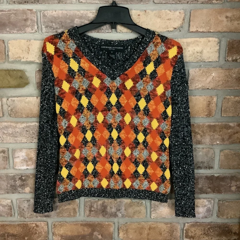 ADRIENNE VITTADINI Argyle Tweed Sweater 175